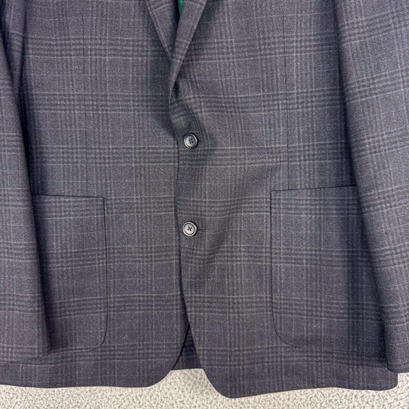 James Campbell Blazer Mens 42R Charcoal Plaid Wool Filarte Lanificio Sport Coat - Picture 4 of 14